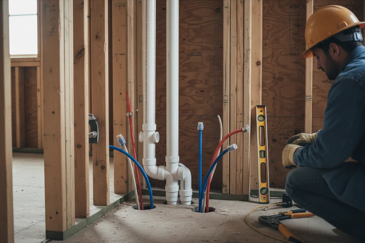 Drain and supply rough-in during Leak Detection in Beulah